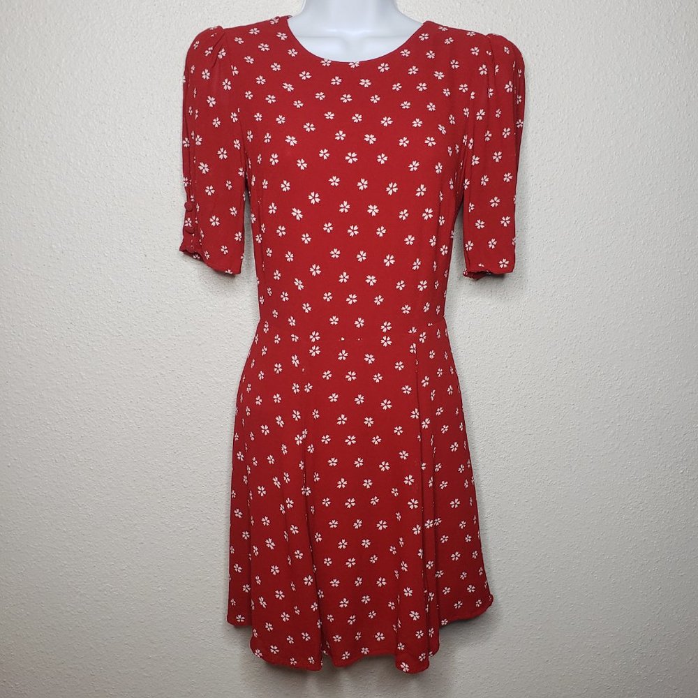 Reformation Bard in Nigella Red Tie Back Neck Mini Dress (842) - Picture 2 of 8